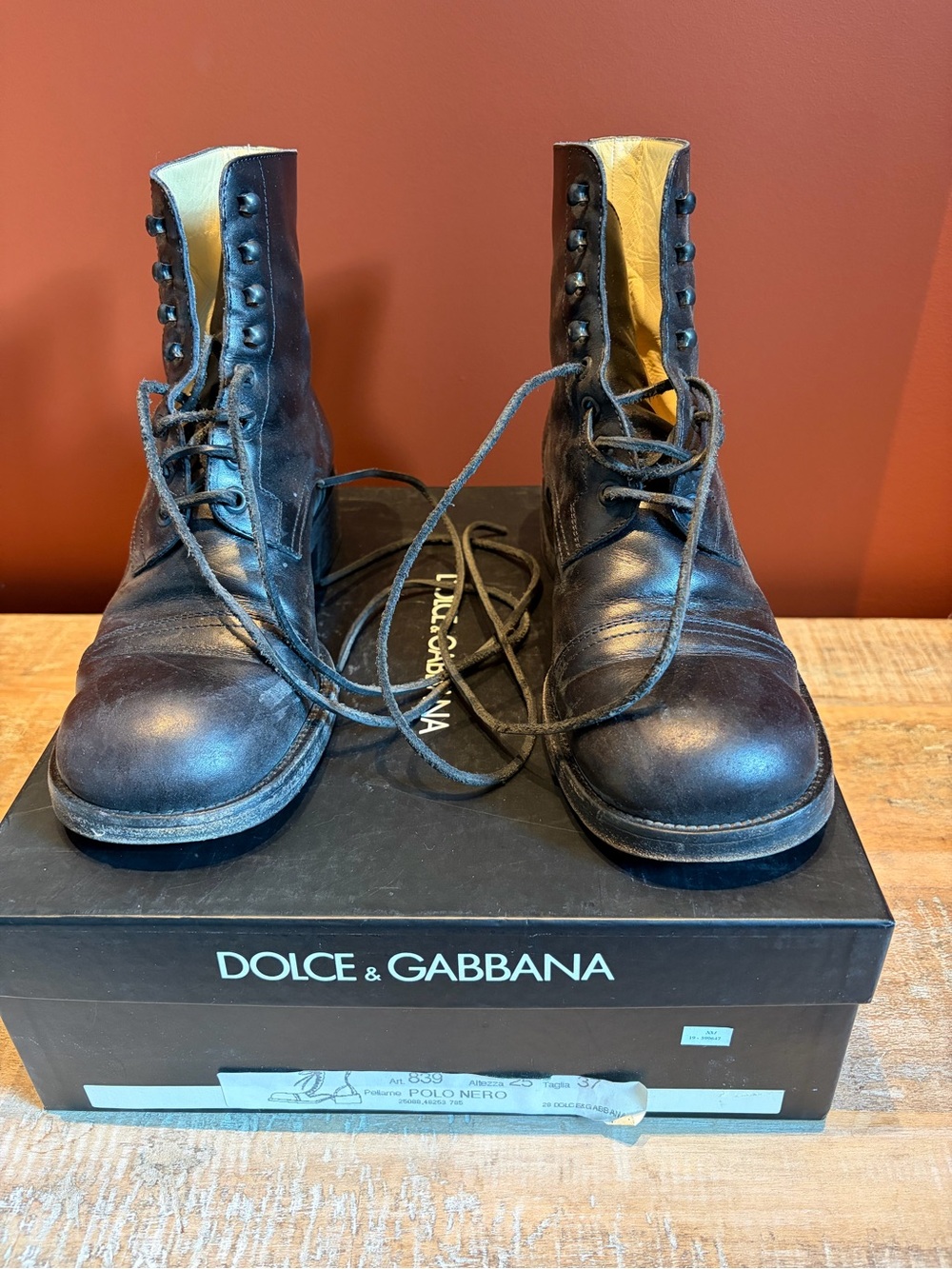 Dolce & Gabbana Black Leather Combat Boots